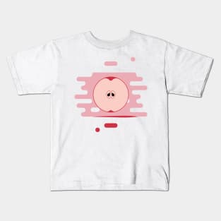 Red apple in a splash of juice Kids T-Shirt